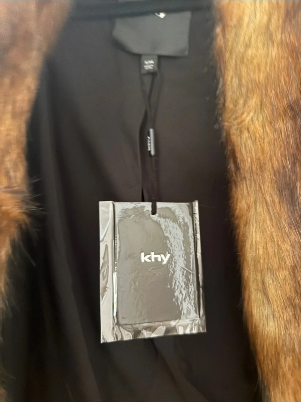 Khy Fax Fur Jacket in Chestnut Brown - Picture 3 of 4